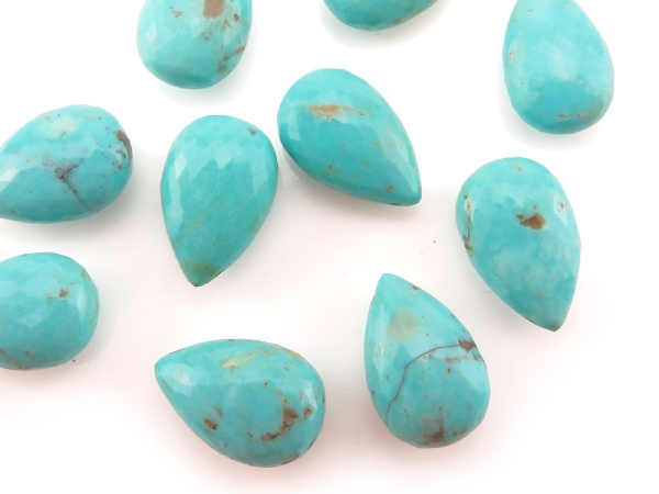 AA Arizona Turquoise Faceted Pear Briolette 16.75mm ~ SINGLE